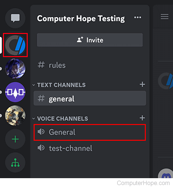 Selecting a channel on Discord mobile.