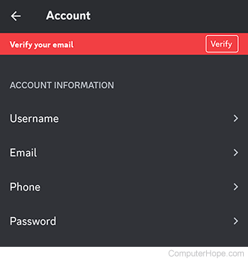 Verify button on Discord mobile.