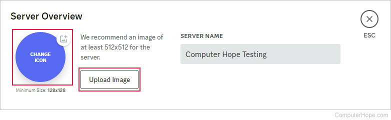 Mengubah ikon server di Discord.