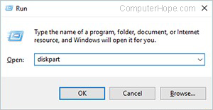 Run diskpart from the Windows run box.