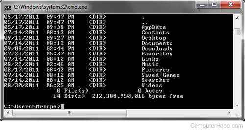 Listing files in the Windows command line