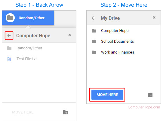 Moving a folder in Google Drive.