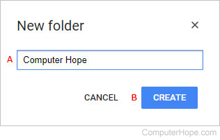 Creating and naming a new folder in Google Drive.