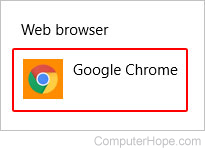 Button to change the default browser in Edge.