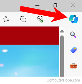 Copilot button in Microsoft Edge browser.
