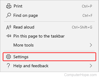 Selector for the settings menu in Edge.