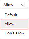 Drop-down menu values related to loading a page in IE mode through the Edge browser.