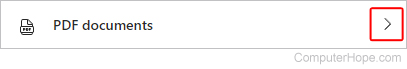 PDF documents selector in Edge.