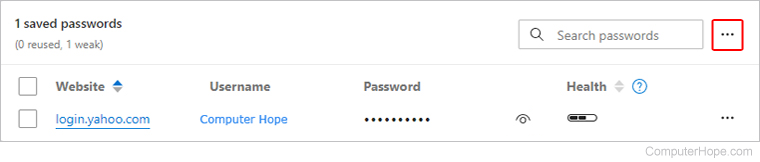 Saved passwords menu icon.