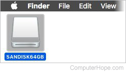 Select the USB flash drive icon on your macOS desktop, and press Command+E.