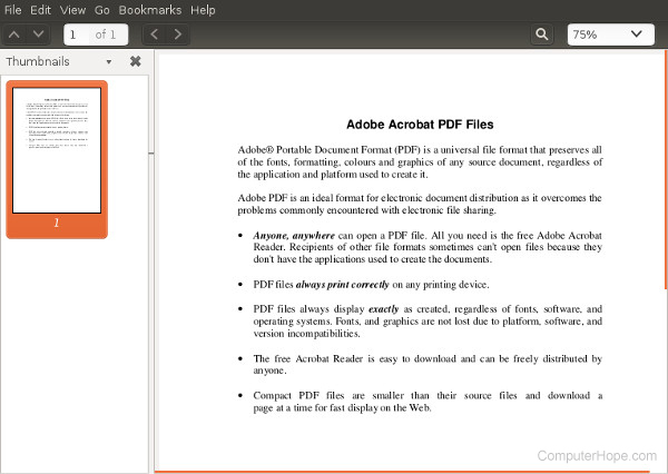 Anzeigen einer PDF-Datei mit Evince unter Linux