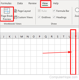 Excel page break preview lines