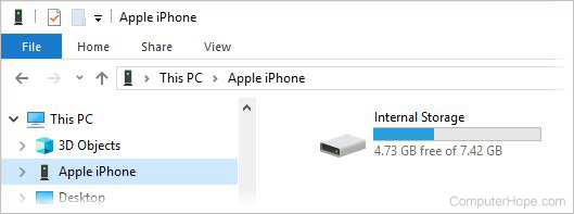 Viewing iPhone files in Windows File Explorer