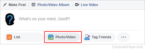 Button used to upload a picture or video to Facebook.