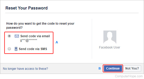 Reset your Facebook password window.