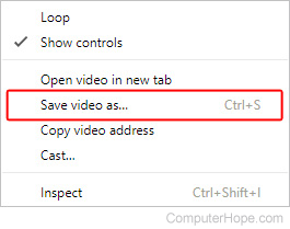 Save video selector.