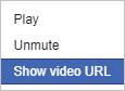 Selector to show a video URL on Facebook.