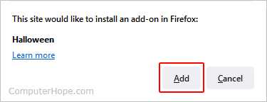 Add button in Firefox.