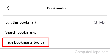 Toggling the Bookmarks toolbar in Firefox.