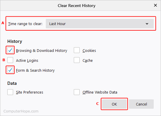 Clearing autocomplete history in Firefox.