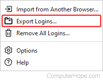 Export logins from Firefox