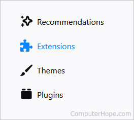 Extensions selector in Firefox.