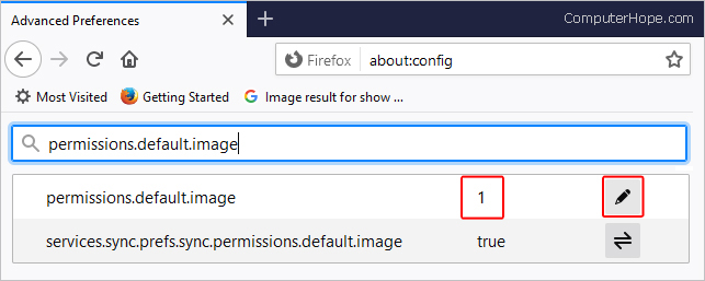 Firefox image permissions.
