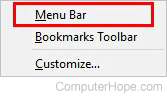 Toggle selector for the menu bar in Mozilla Firefox