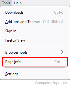 Page Info selector in Firefox.