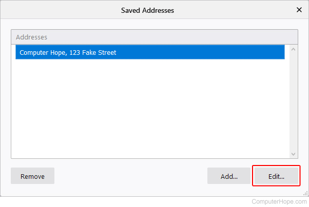 Edit saved address in Firefox.