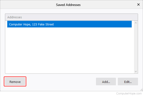 Remove saved address in Firefox.