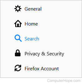 Firefox search selector.
