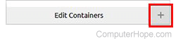 Click the + button to create a new container.
