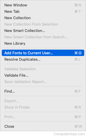 Add Fonts to Current User selector in Font Book.