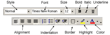 Microsoft Word toolbar with center
