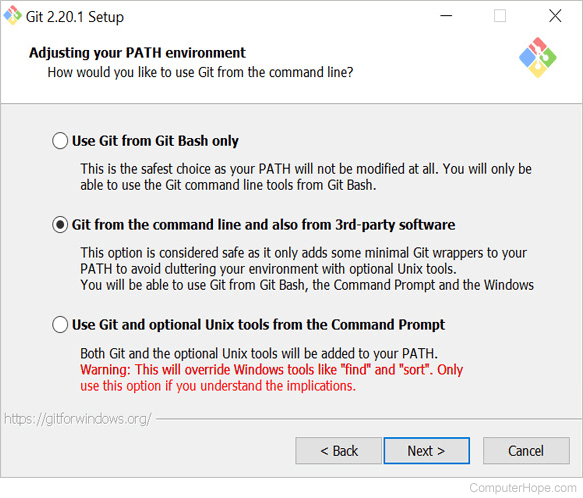 Git install adjust path