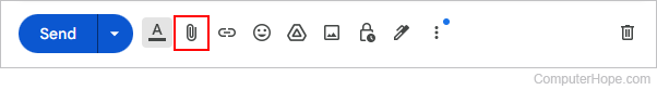 Bottom menu in a Gmail e-mail message.