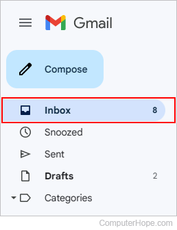 Selector for the Inbox folder in Gmail.