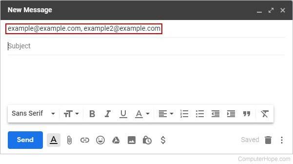 Multiple recipients in a Gmail message composition