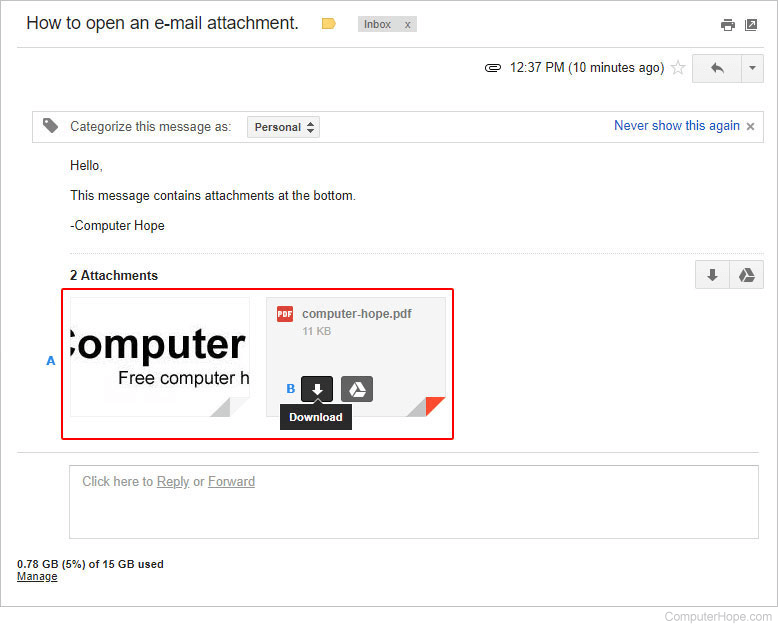 How to open Gmail attachment window.