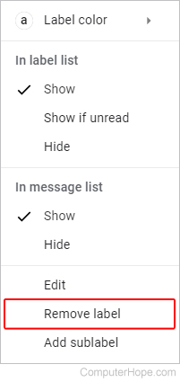 Remove label selector in Gmail.