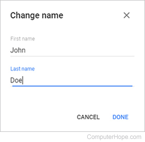 Google change name window