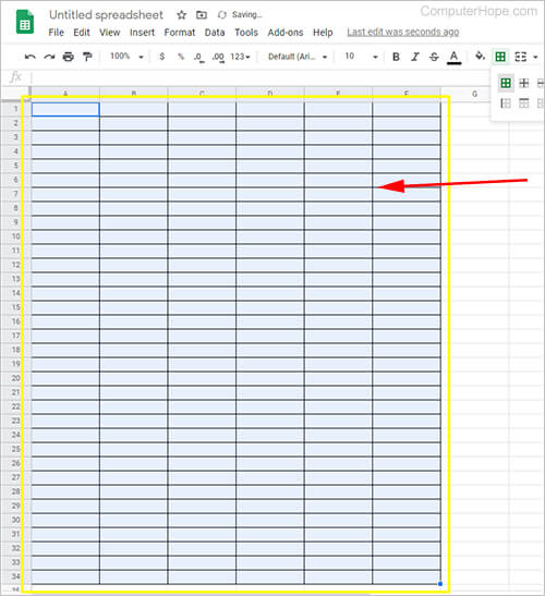 Google Sheets Grid Lines