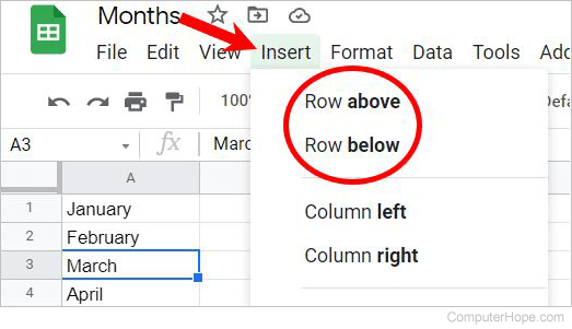 Insert row in Google Sheets