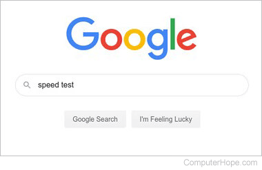 Google search for speed test