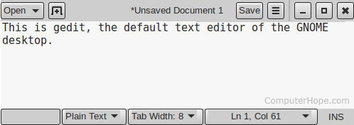 The Gedit text editor for Linux