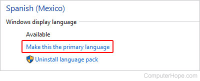 Set the primary language in Internet Explorer.