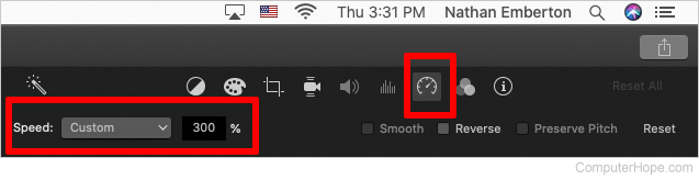 iMovie - Custom speed setting