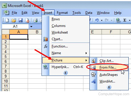 Excel 2003 insert menu