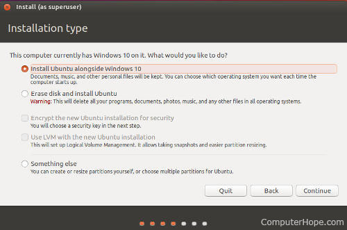 Ubuntu LiveISO installing alongside Windows 10